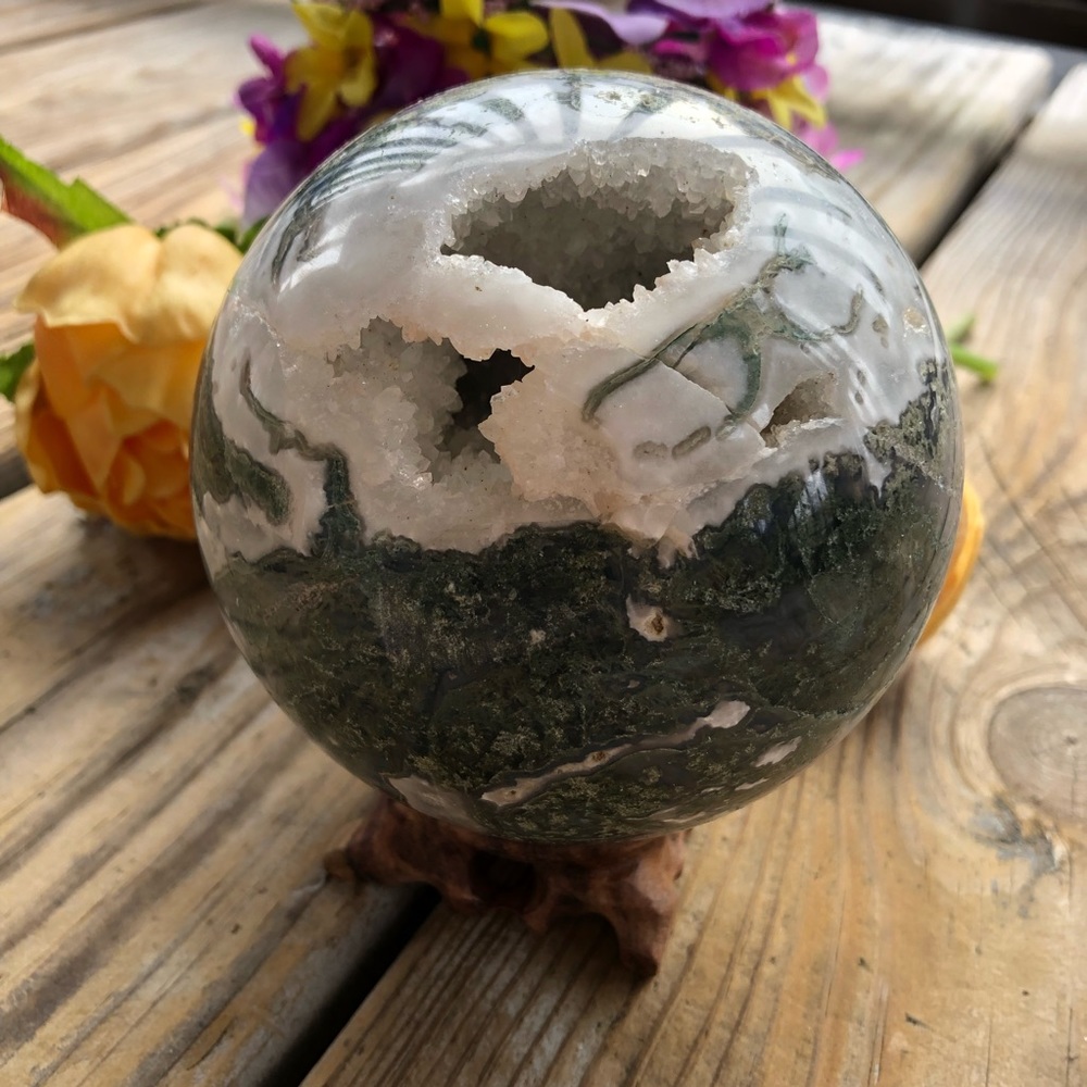 HUGE Moss Agate Crystal Sphere